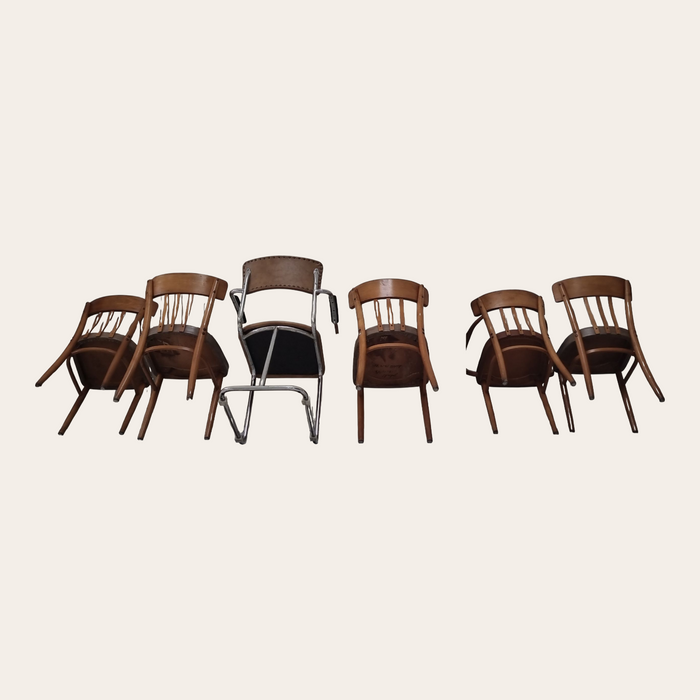 Zes Mid Century stoelen