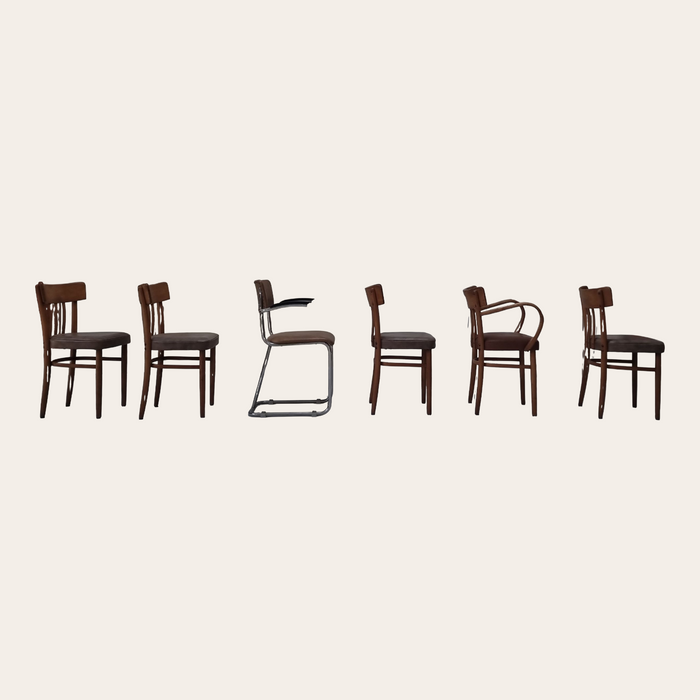 Zes Mid Century stoelen