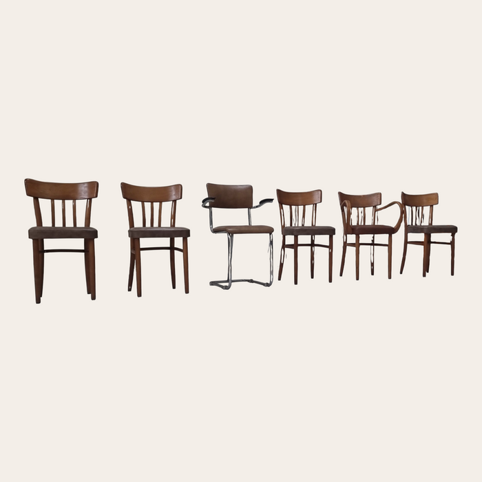 Zes Mid Century stoelen